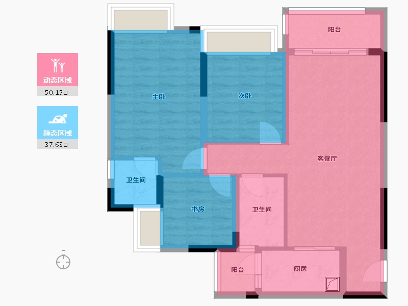 重庆-重庆市-凤城华府-83.00-户型库-动静分区