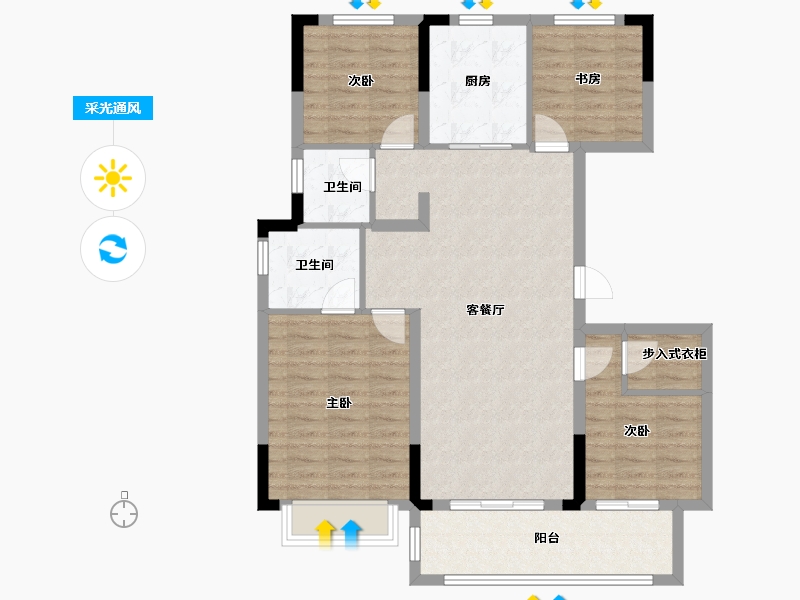 浙江省-宁波市-保利湖光印-105.00-户型库-采光通风