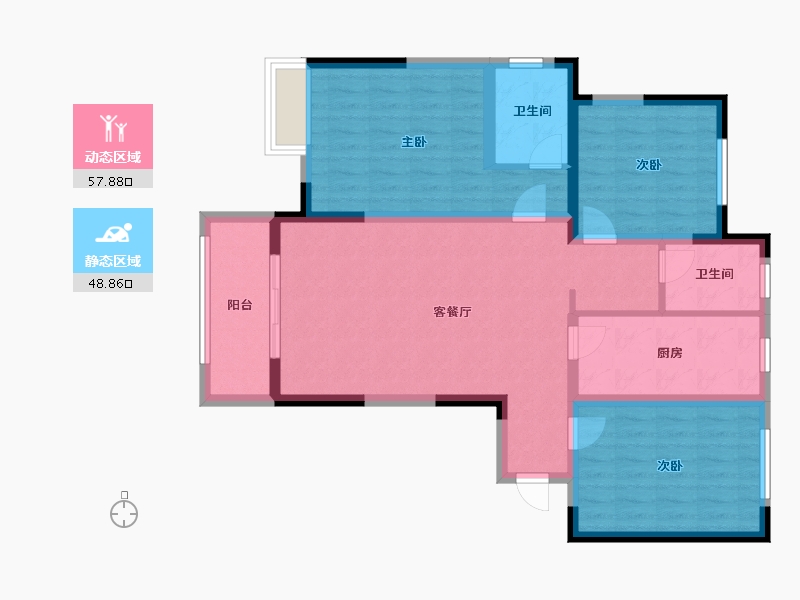 河南省-郑州市-弓庄新城三号院-95.00-户型库-动静分区