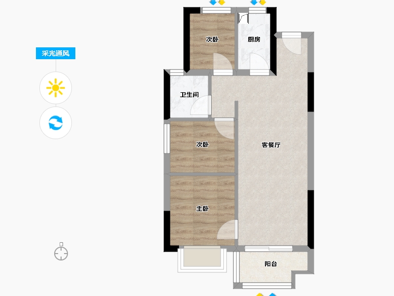 福建省-福州市-禹洲融信·CONE玺湾-59.00-户型库-采光通风