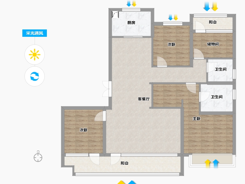 山东省-济南市-国际社区-132.00-户型库-采光通风