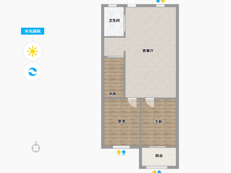 山东省-淄博市-蓝溪沁园-80.00-户型库-采光通风