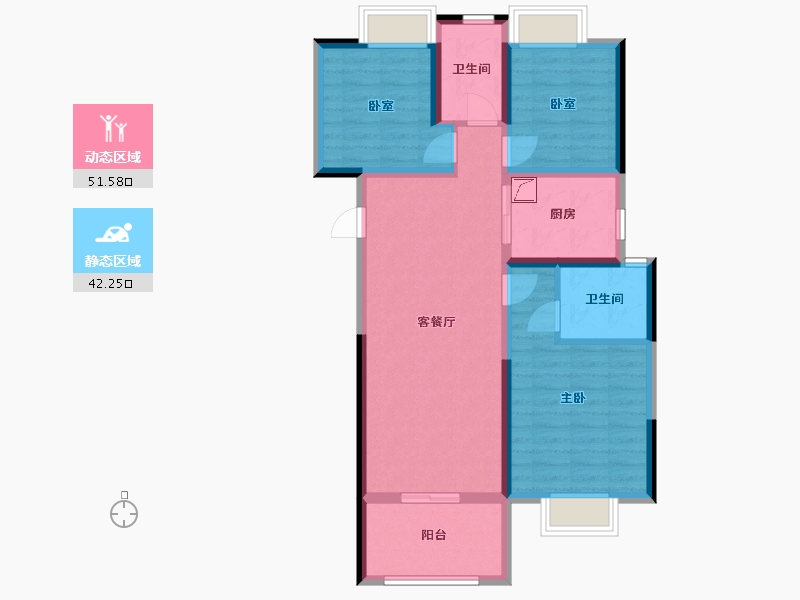 湖北省-宜昌市-保利山海大观-89.96-户型库-动静分区