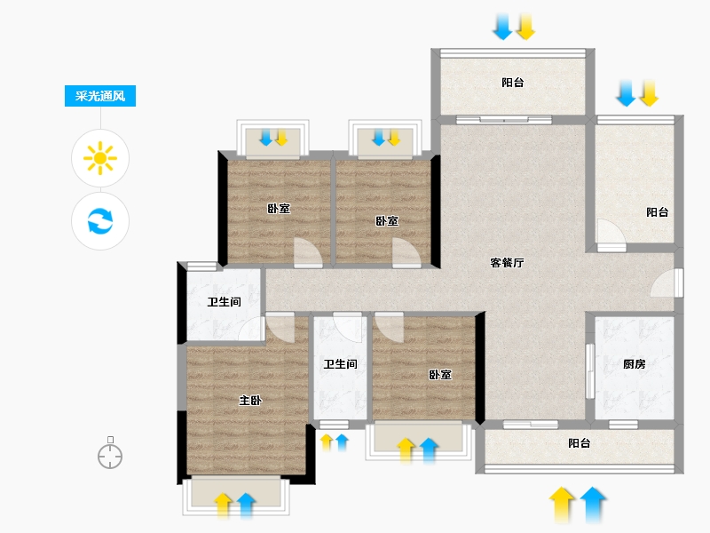 广东省-惠州市-沣盛凤凰城-120.00-户型库-采光通风