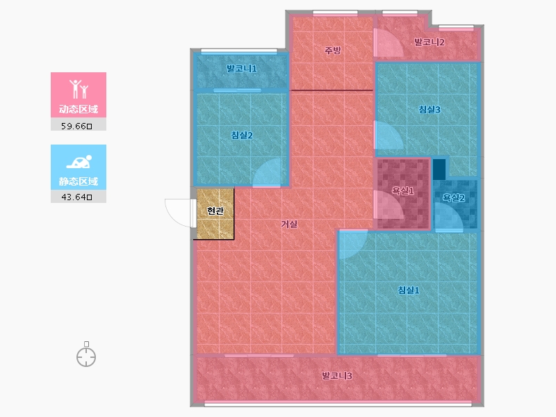 경기도-성남시 분당구-푸른쌍용-97.37-户型库-动静分区