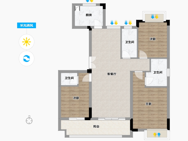 江西省-赣州市-瀚江府-110.00-户型库-采光通风