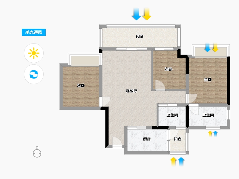 四川省-南充市-滨江学府-106.00-户型库-采光通风