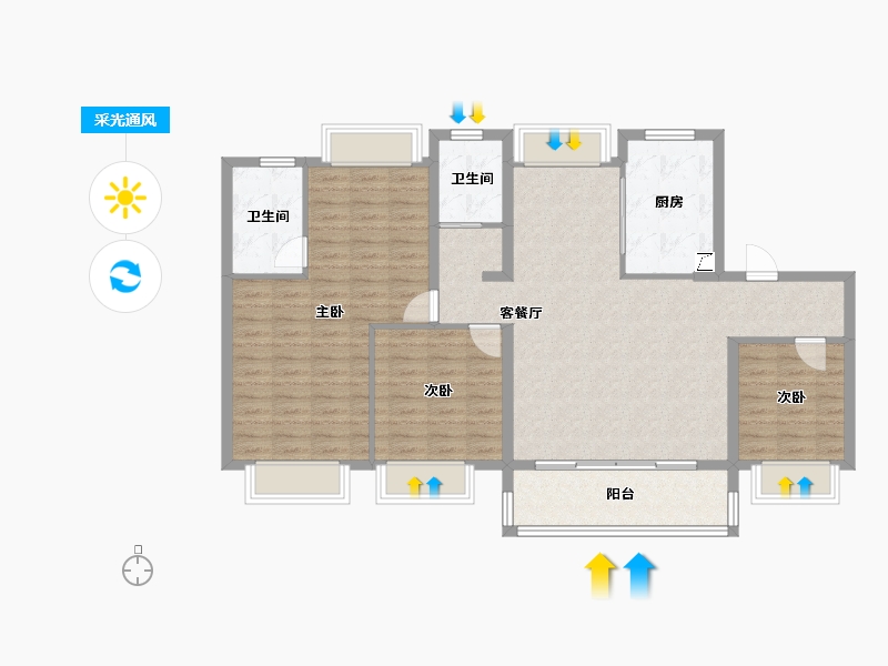 浙江省-杭州市-保利·潮起云上府-110.00-户型库-采光通风