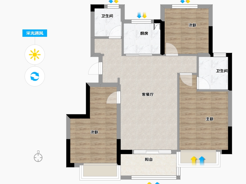 浙江省-金华市-中央园著-77.00-户型库-采光通风