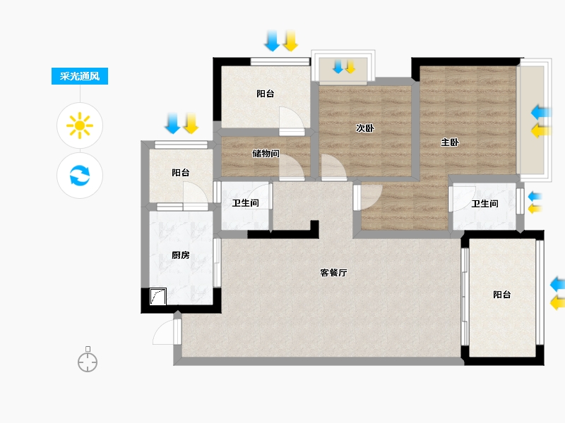 贵州省-遵义市-丹城御景-102.00-户型库-采光通风