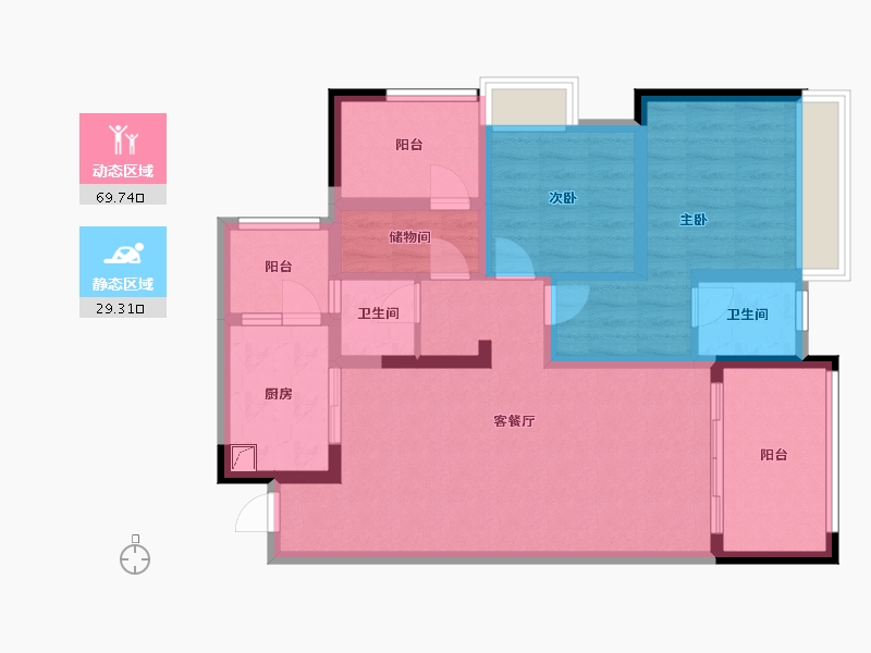 贵州省-遵义市-丹城御景-102.00-户型库-动静分区