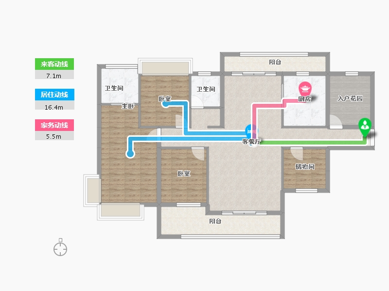 湖南省-郴州市-1号公馆-140.00-户型库-动静线