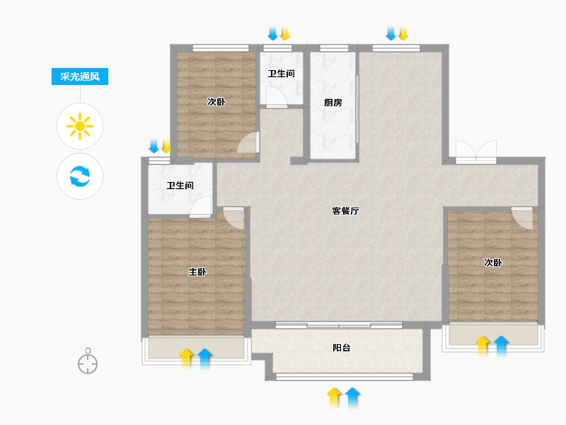 山东省-潍坊市-润城外滩华府-128.00-户型库-采光通风