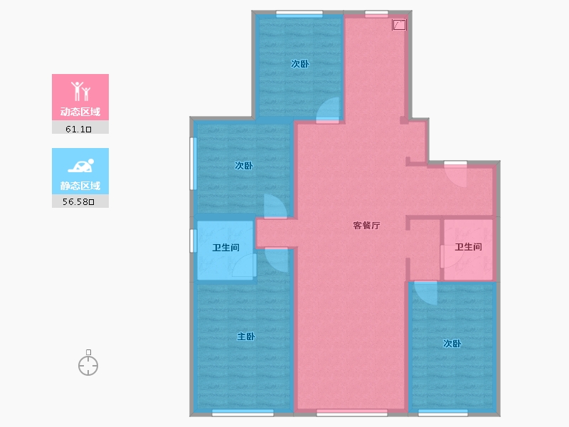 内蒙古自治区-呼和浩特市-万锦云锦-108.00-户型库-动静分区