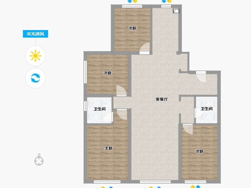 内蒙古自治区-呼和浩特市-万锦云锦-108.00-户型库-采光通风