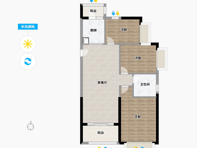 河南省-开封市-恒大-80.00-户型库-采光通风