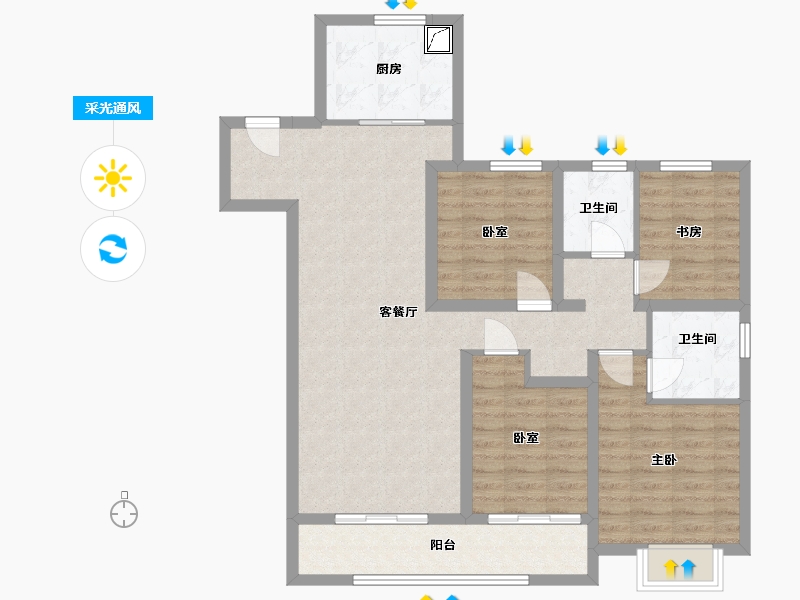 山东省-济南市-济南融创文旅城-111.00-户型库-采光通风