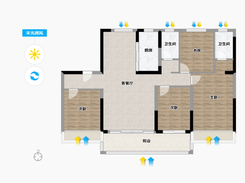 江苏省-宿迁市-碧桂园-99.00-户型库-采光通风