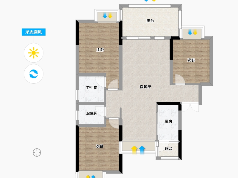 四川省-绵阳市-兴发孔雀公园-99.00-户型库-采光通风