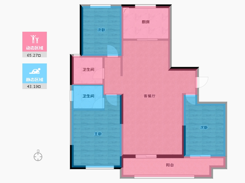 陕西省-榆林市-亚都御府-111.00-户型库-动静分区