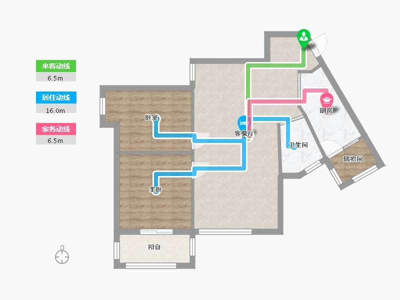 陕西省-西安市-鑫龙·天然居-二期-74.73-户型库-动静线