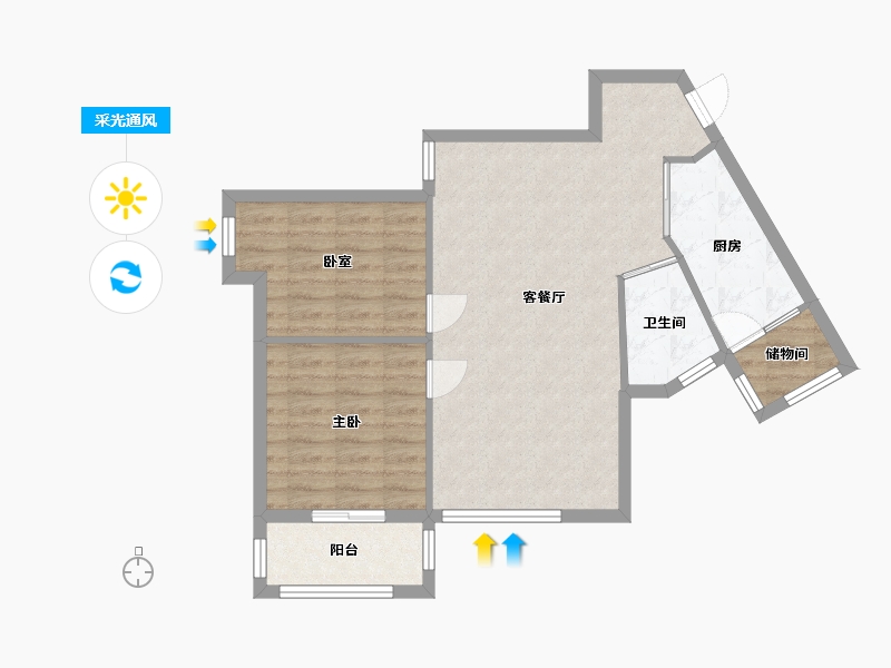 陕西省-西安市-鑫龙·天然居-二期-74.73-户型库-采光通风