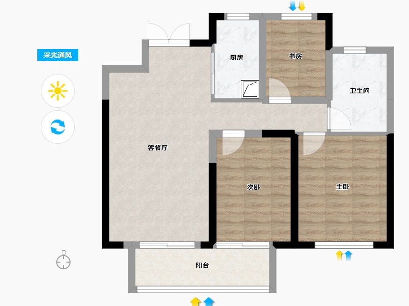 甘肃省-天水市-秦都悦榕湾-95.00-户型库-采光通风