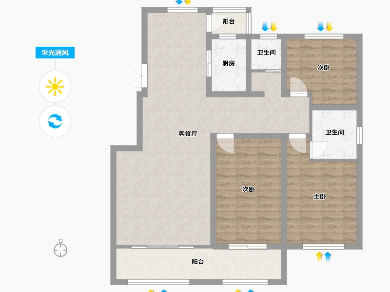 山东省-菏泽市-万城花开-120.00-户型库-采光通风