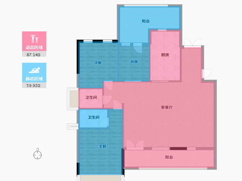 湖北省-荆门市-汇金中心·金樾府-128.67-户型库-动静分区