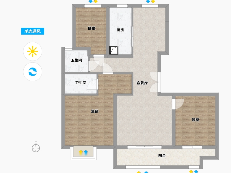 河北省-衡水市-阅湾香颂-105.00-户型库-采光通风