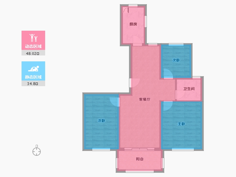 上海-上海市-颛桥紫薇花园-73.00-户型库-动静分区