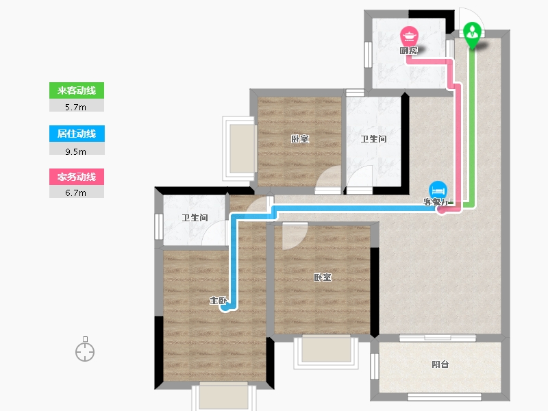 贵州省-遵义市-鑫洋壹号公馆-86.00-户型库-动静线