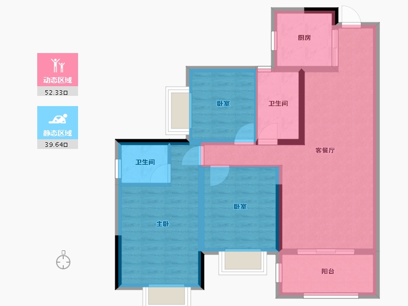 贵州省-遵义市-鑫洋壹号公馆-86.00-户型库-动静分区