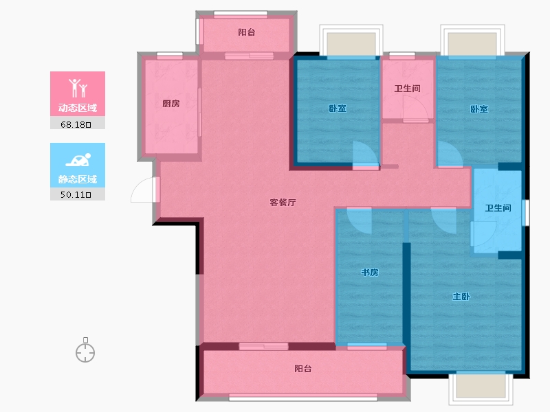 湖北省-武汉市-保利城四期-106.78-户型库-动静分区