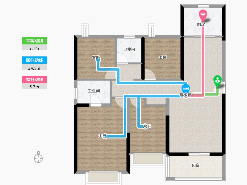 湖北省-武汉市-庭瑞君悦观澜-105.00-户型库-动静线