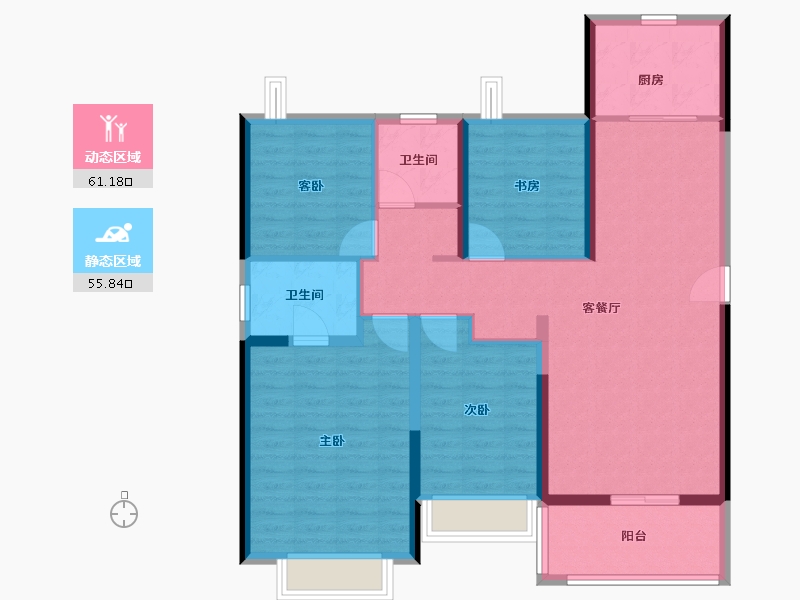 湖北省-武汉市-庭瑞君悦观澜-105.00-户型库-动静分区