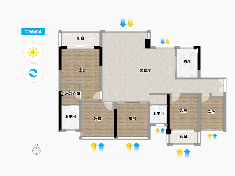 湖南省-永州市-麒麟公馆-115.00-户型库-采光通风