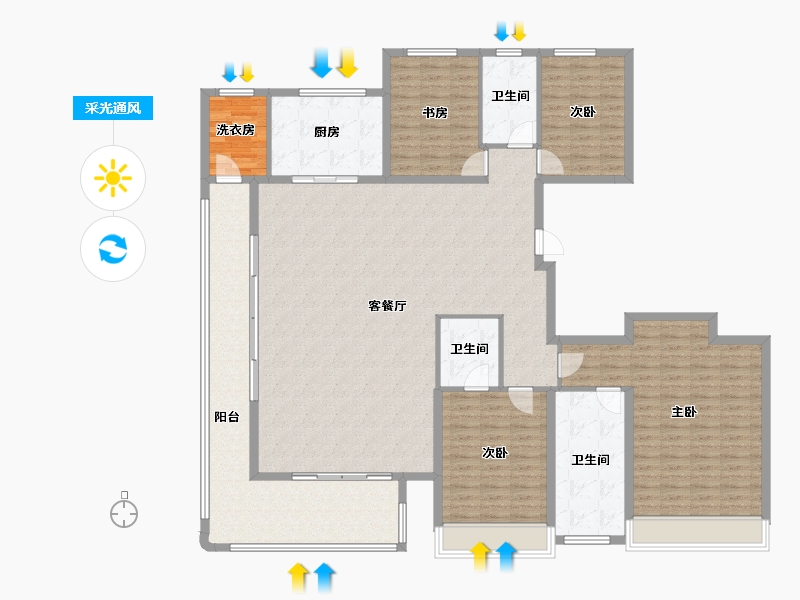 浙江省-台州市-四季辰院-192.00-户型库-采光通风