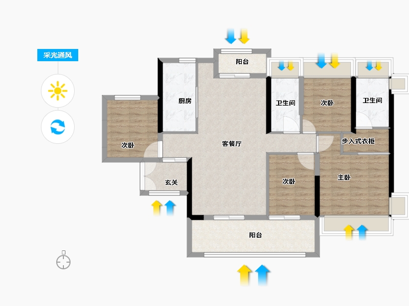 广东省-广州市-越秀·和樾府-106.00-户型库-采光通风