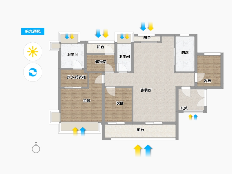 广东省-广州市-越秀·和樾府-106.96-户型库-采光通风