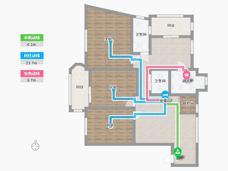 湖北省-武汉市-放鹰台社区-105.00-户型库-动静线