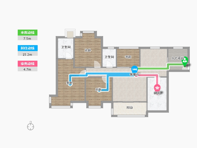 陕西省-西安市-御锦城-二期鹭湾-125.00-户型库-动静线