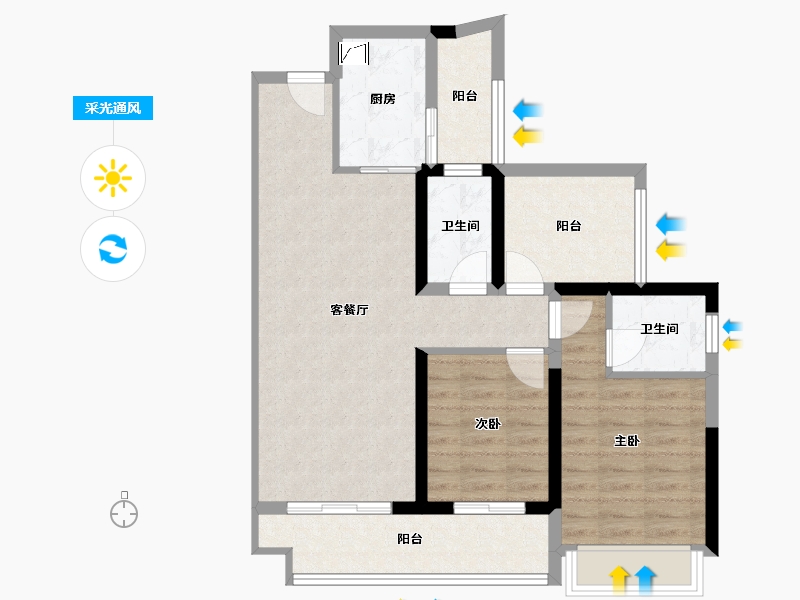 湖南省-湘潭市-湘江城际空间站-80.00-户型库-采光通风