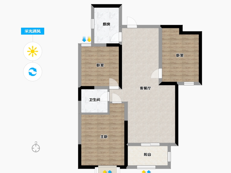 河北省-邢台市-盛世华庭-83.00-户型库-采光通风