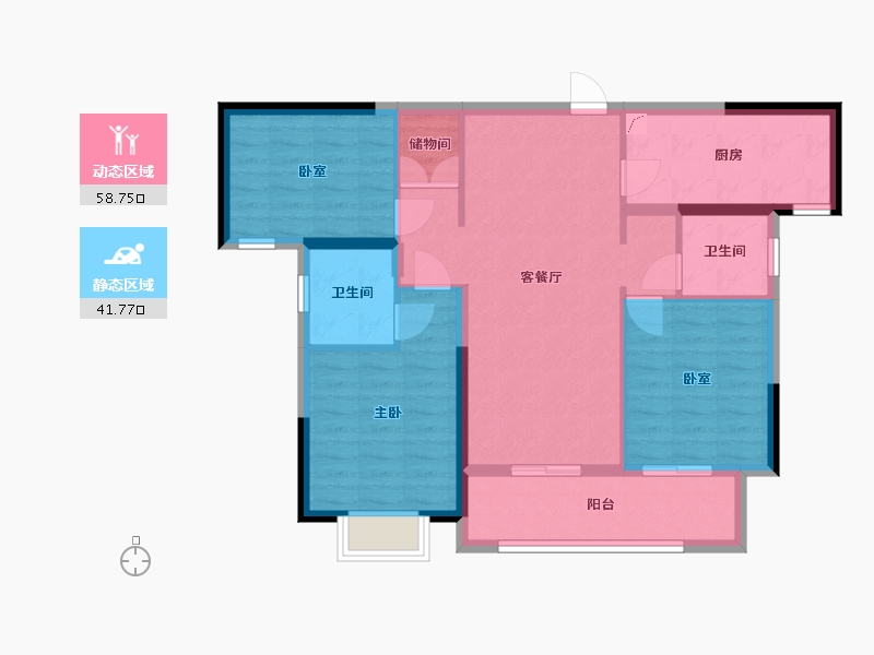 湖北省-武汉市-融创玖玺台-90.00-户型库-动静分区