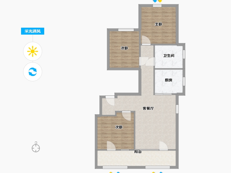 宁夏回族自治区-银川市-世茂铂悦府-90.00-户型库-采光通风