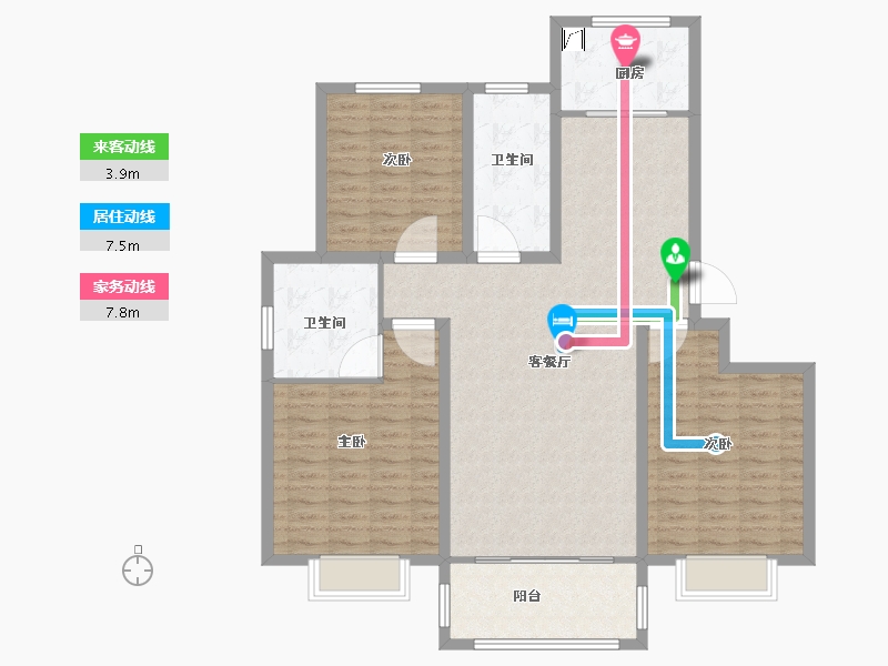 山东省-菏泽市-天华公馆-120.00-户型库-动静线