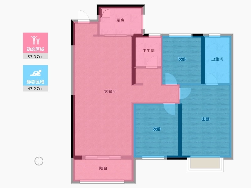 湖南省-长沙市-阳光城-90.00-户型库-动静分区