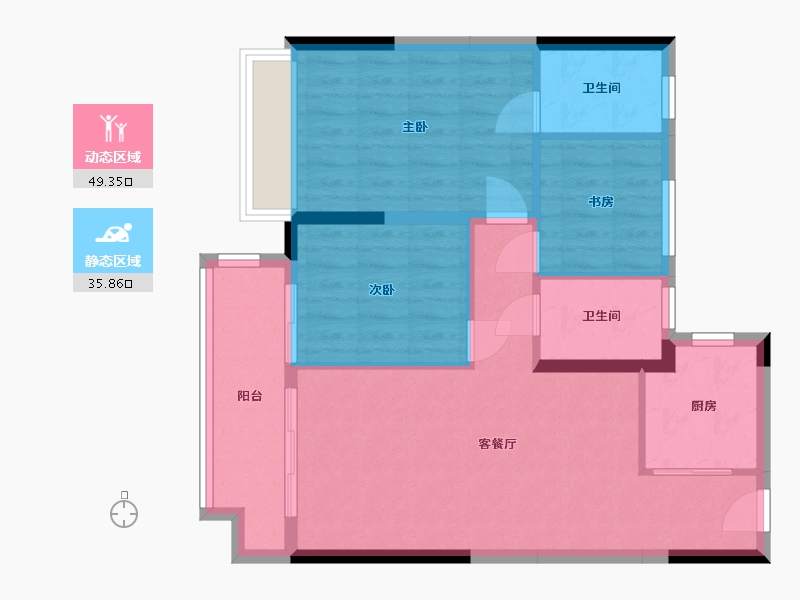 安徽省-合肥市-合景映月湾-84.00-户型库-动静分区