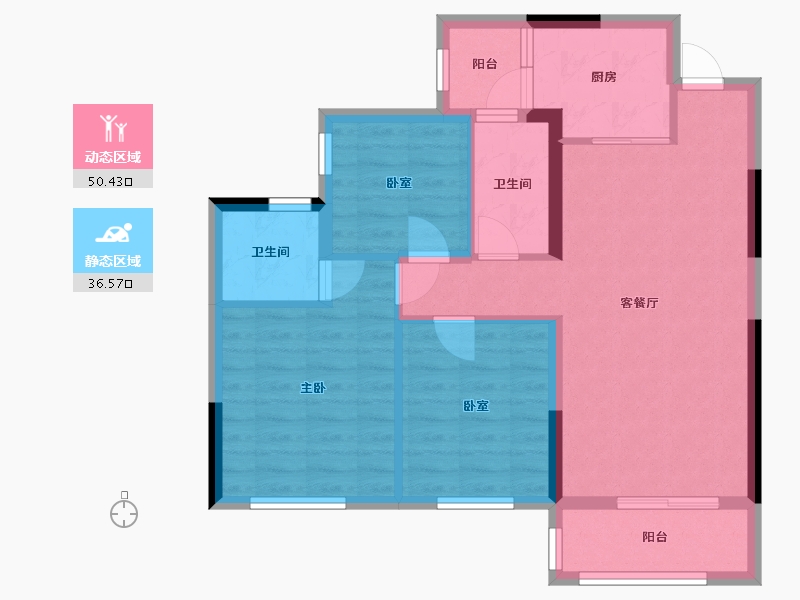 四川省-成都市-邦泰宽语-90.00-户型库-动静分区